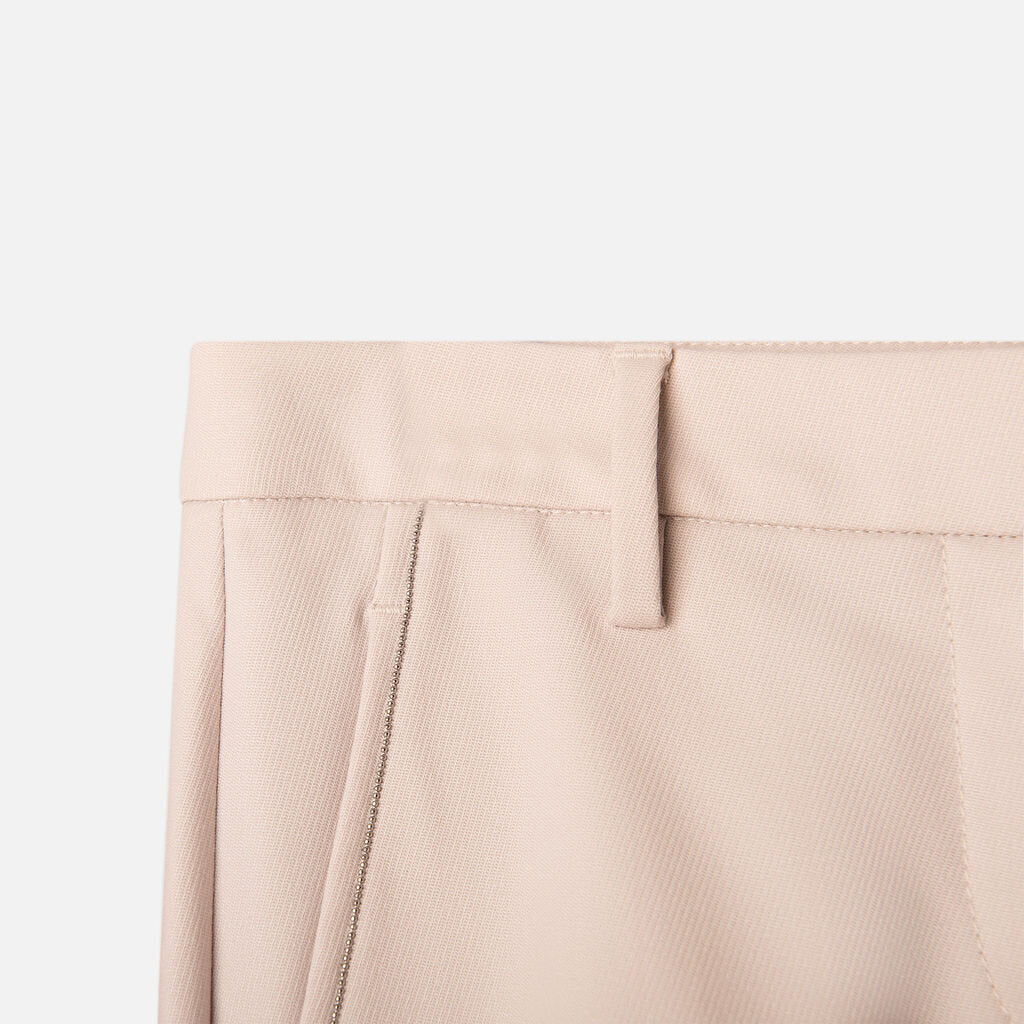 Brunello Cucinelli Beige Beaded Straight Leg Trouser