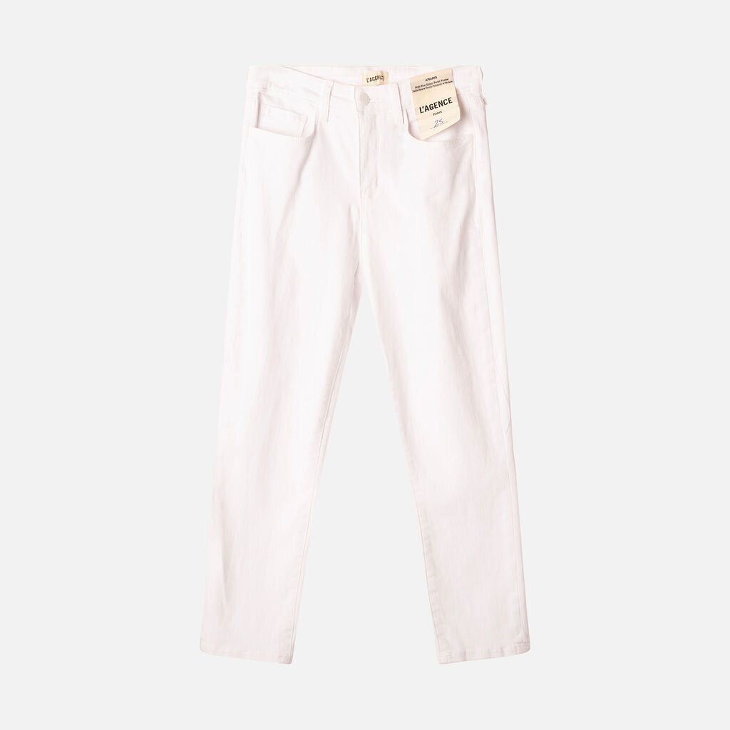 L'Agence White Straight Leg Zip Jean