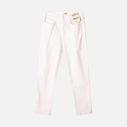 L'Agence White Straight Leg Zip Jean