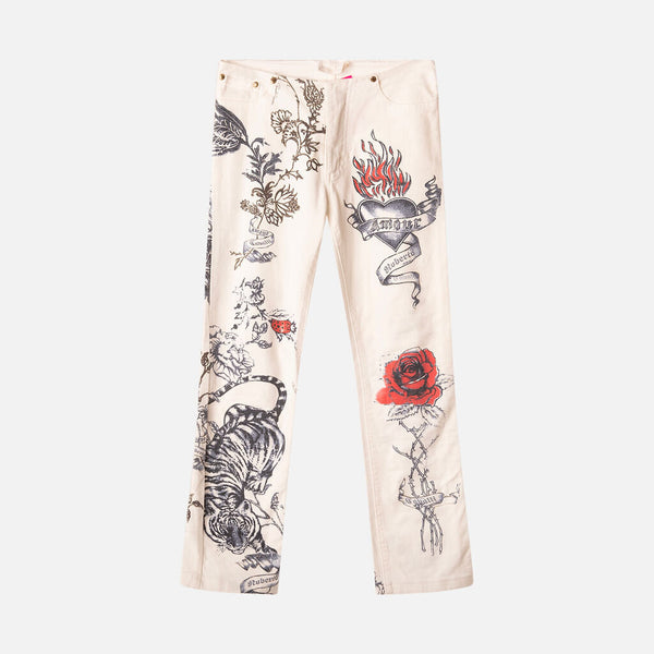 Roberto Cavalli White "Tattoo" Jean