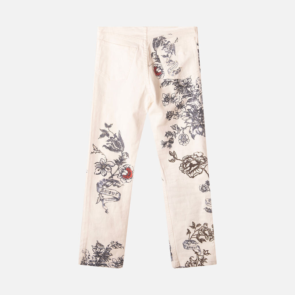 Roberto Cavalli White "Tattoo" Jean