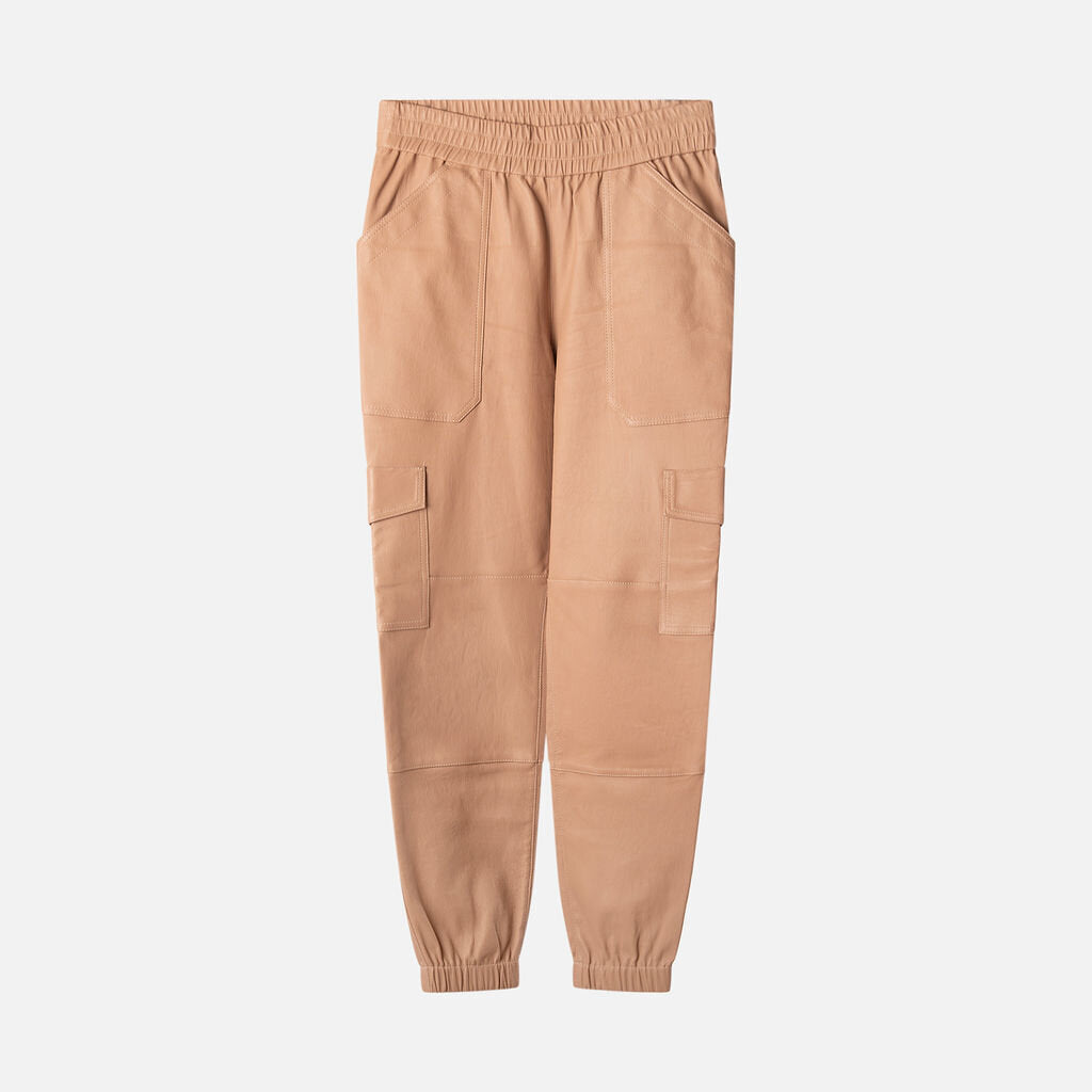 SPRWMN Tan Leather Cargo Joggers