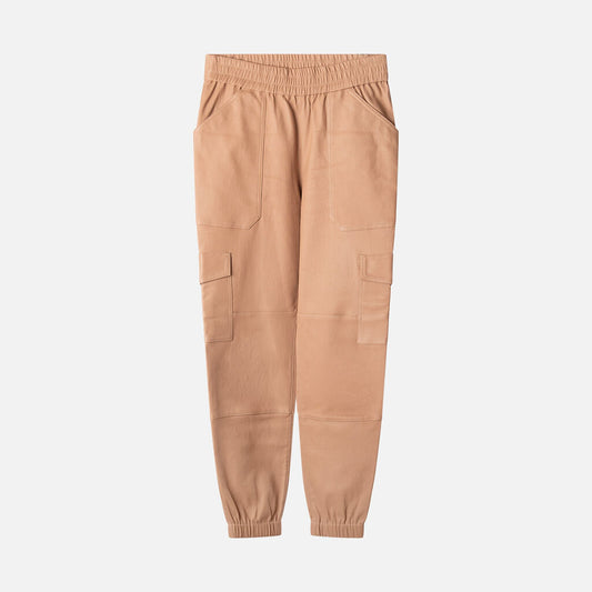 SPRWMN Tan Leather Cargo Joggers