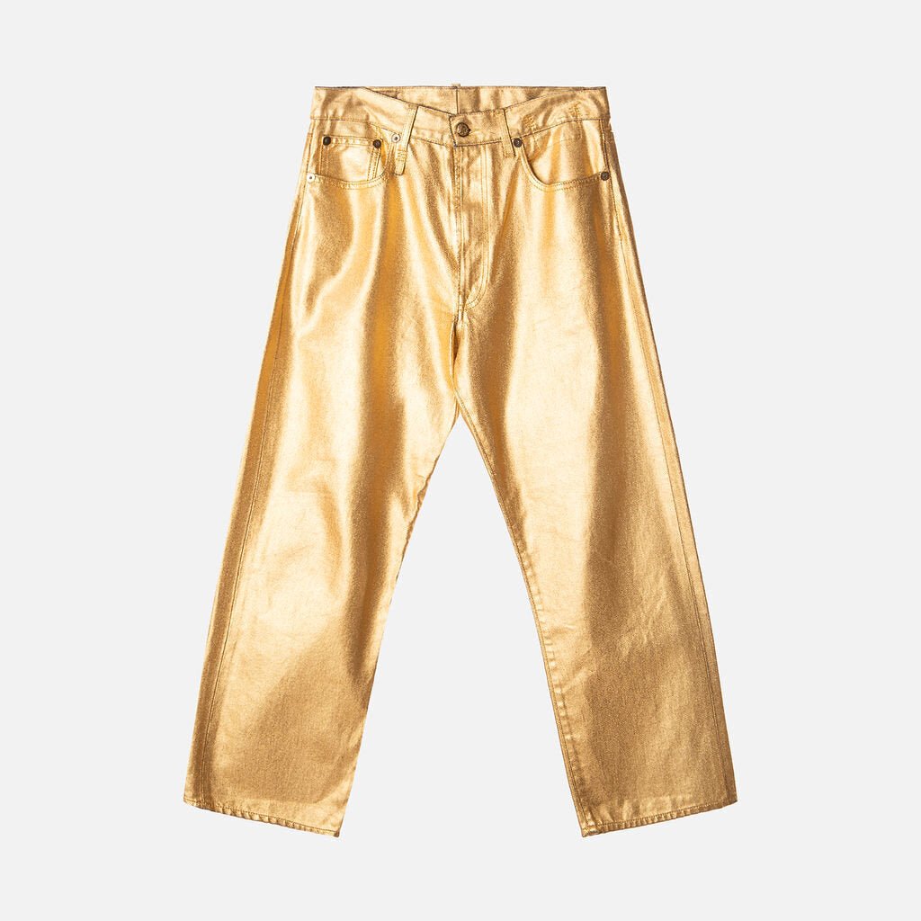 R13 Metallic Gold Coated Jeans