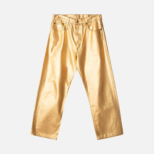 R13 Metallic Gold Coated Jeans