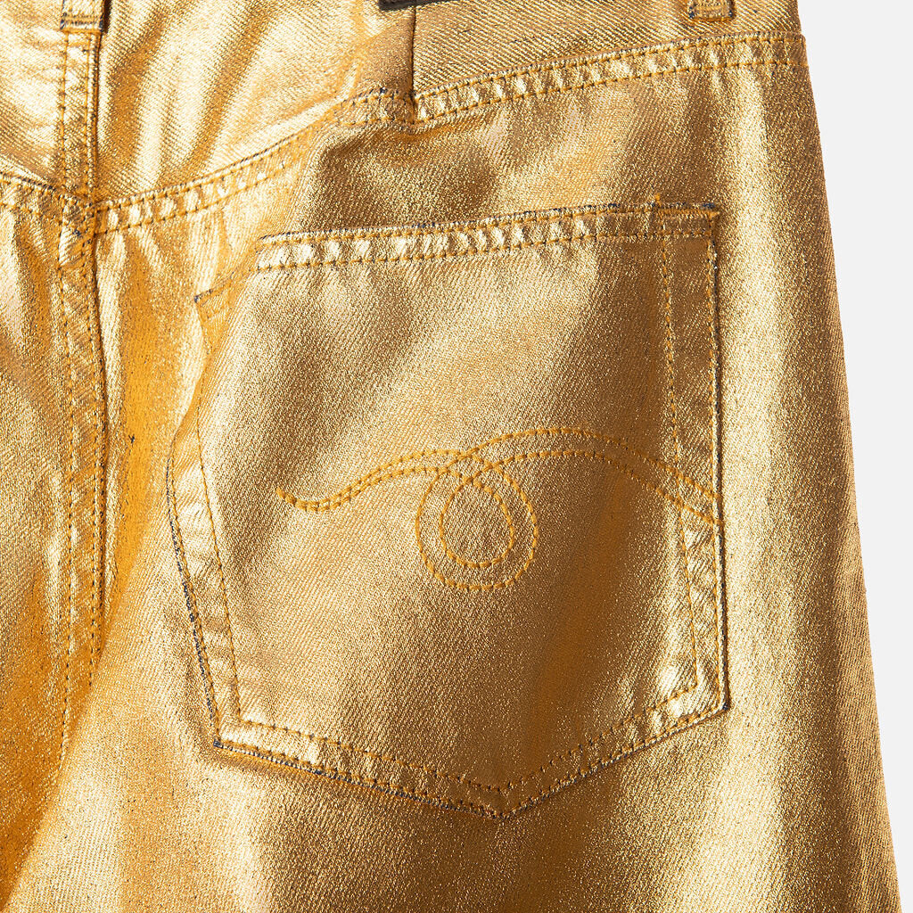 R13 Metallic Gold Coated Jeans