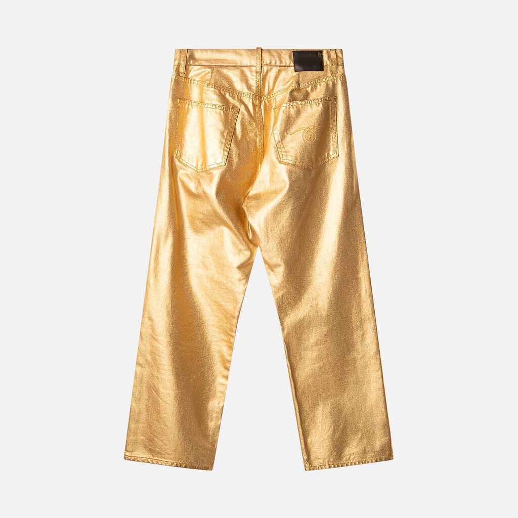 R13 Metallic Gold Coated Jeans