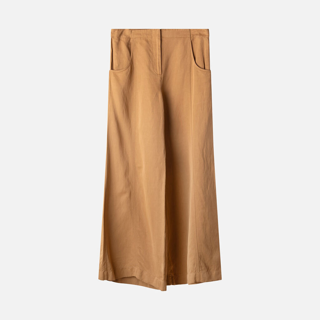 TWP Brown Viscose Blend Wide Leg Pants