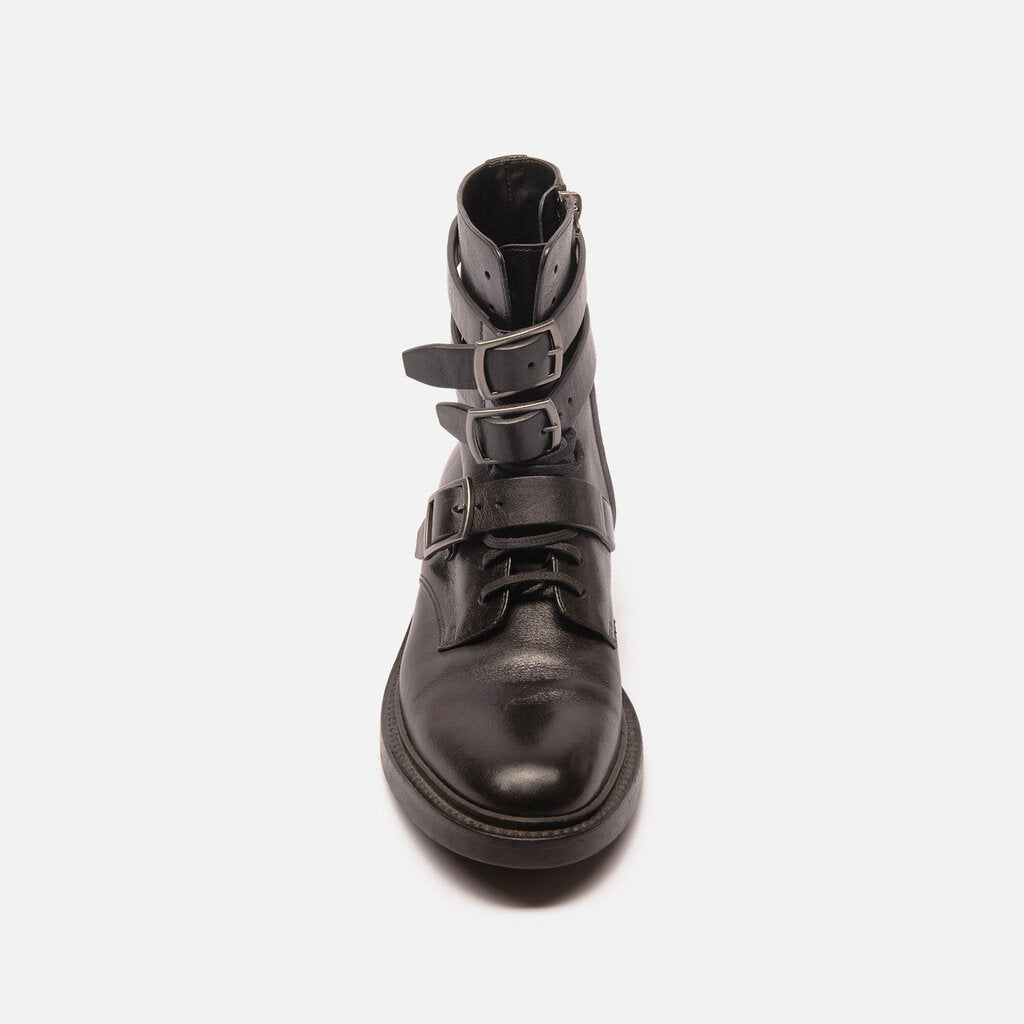 Saint Laurent Black Leather Combat Boots
