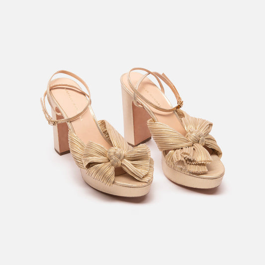 Loeffler Randall Gold Shimmer Platform Heel with Bow