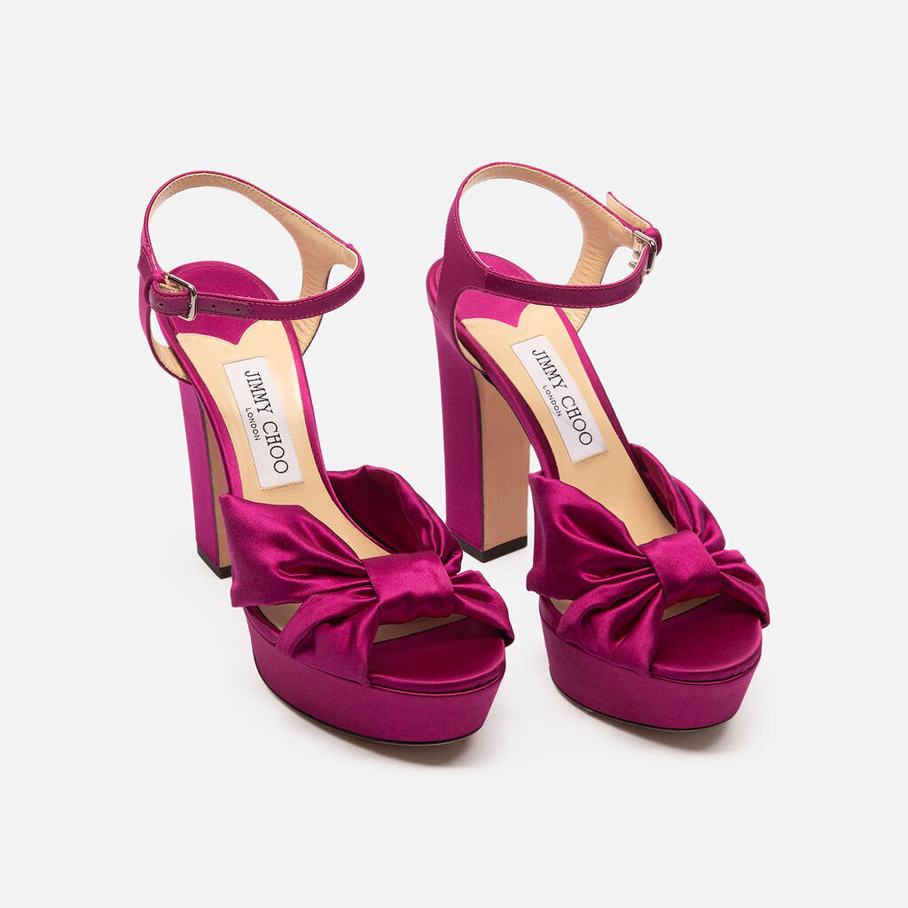Jimmy Choo Magenta Purple Satin Heloise Platforms