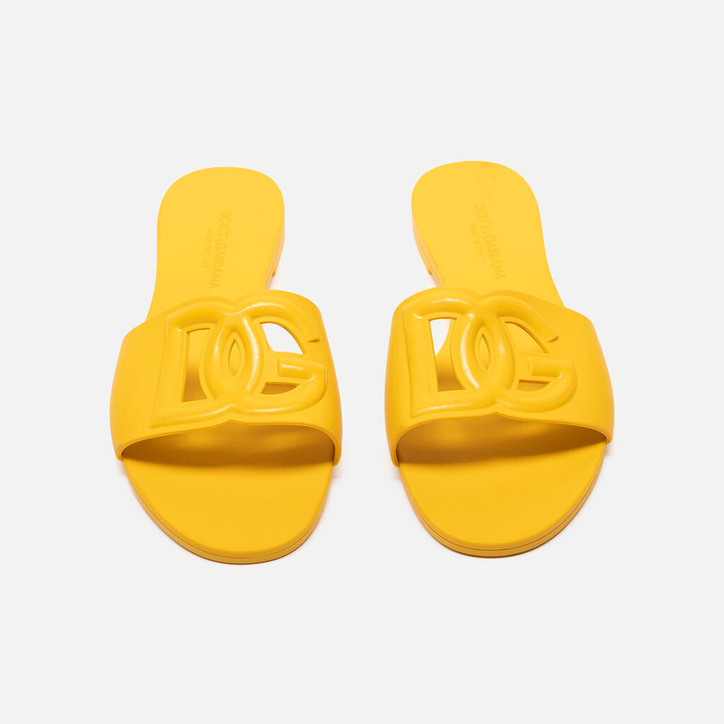 Dolce & Gabbana Yellow Rubber Logo Slides