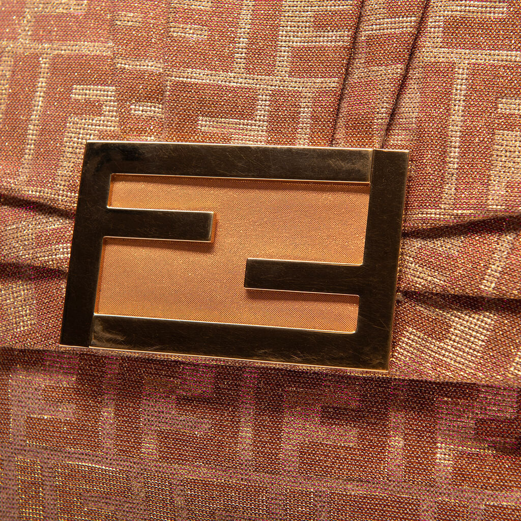 Fendi Rose Gold Canvas Large 2-Way Baguette