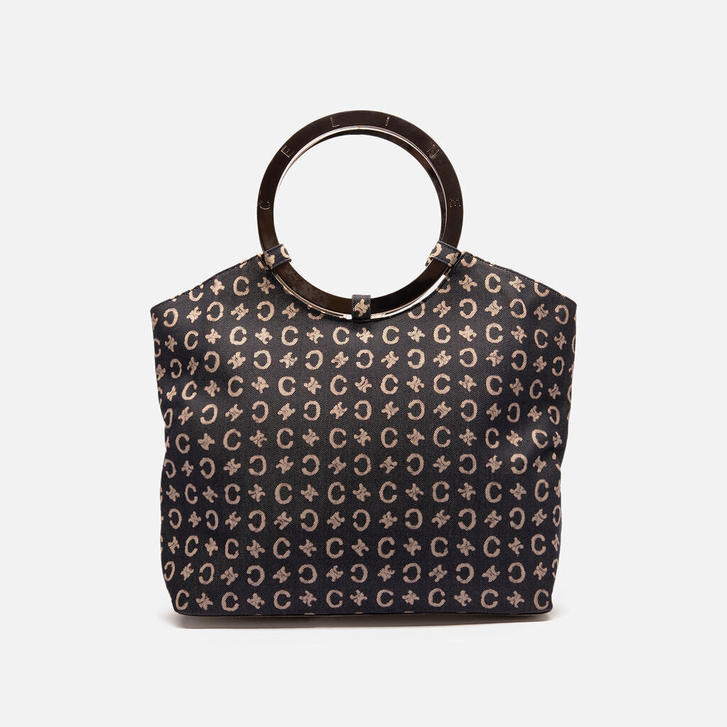 Celine Blue & White Canvas Top Handle Tote