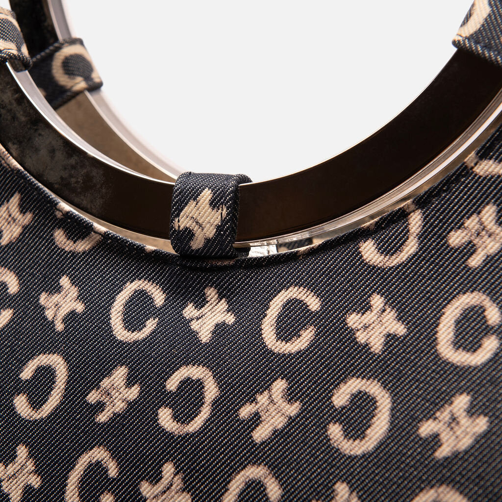 Celine Blue & White Canvas Top Handle Tote