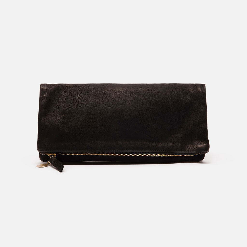 Clare V Black Suede Foldover Clutch