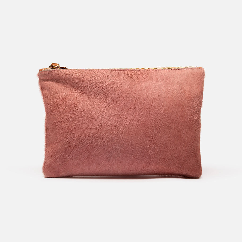 Clare V Pink Calf Hair Clutch