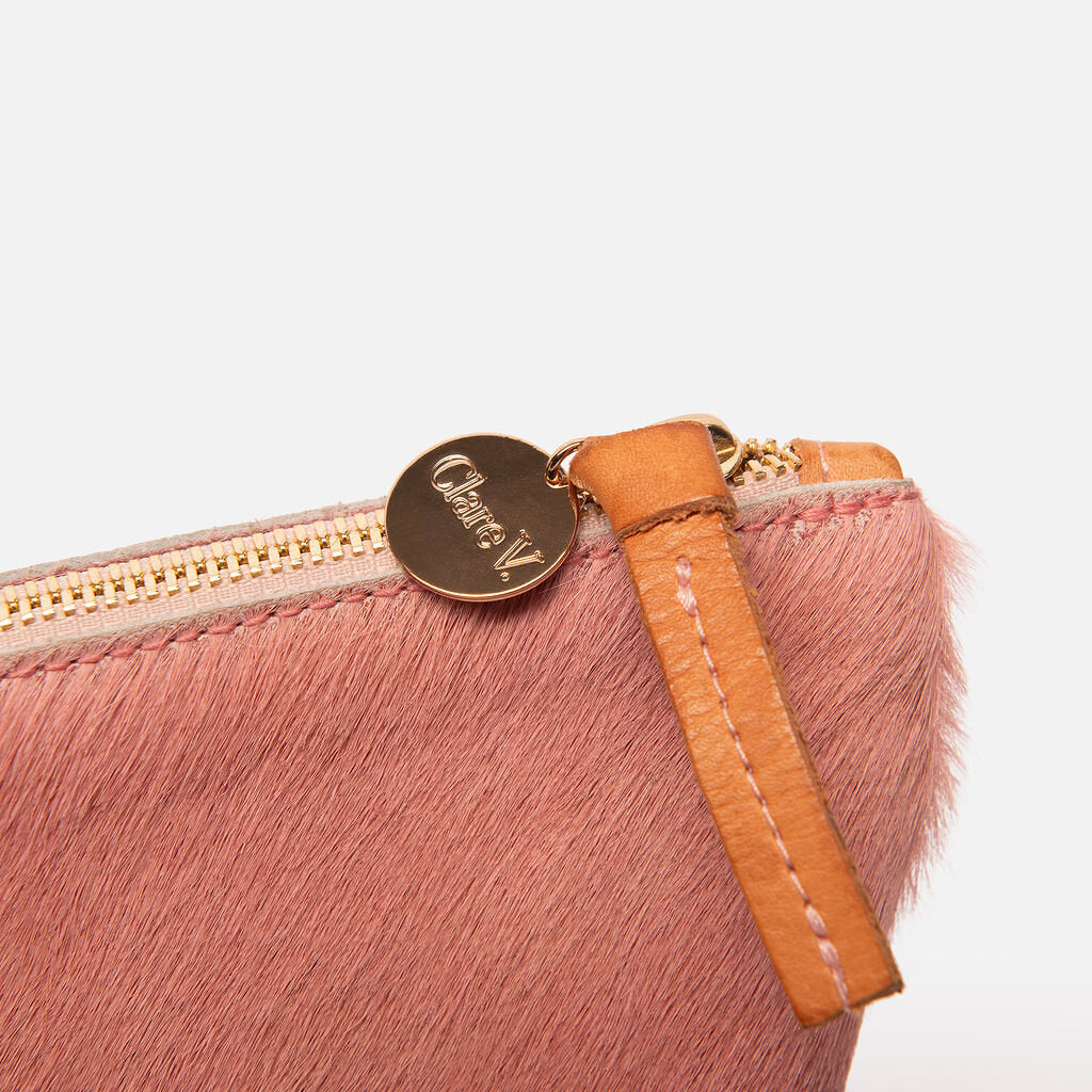 Clare V Pink Calf Hair Clutch