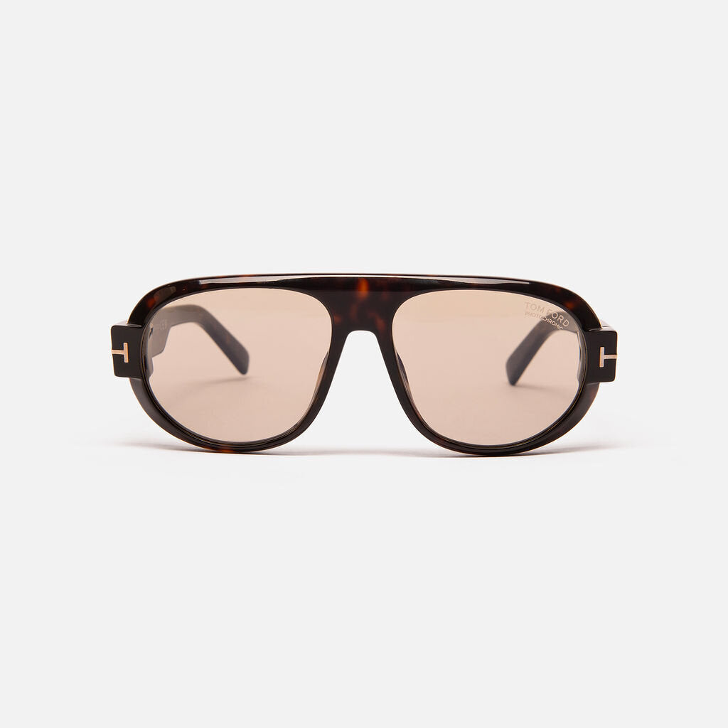 Tom Ford Brown Tortoise Acetate Aviator Sunglasses
