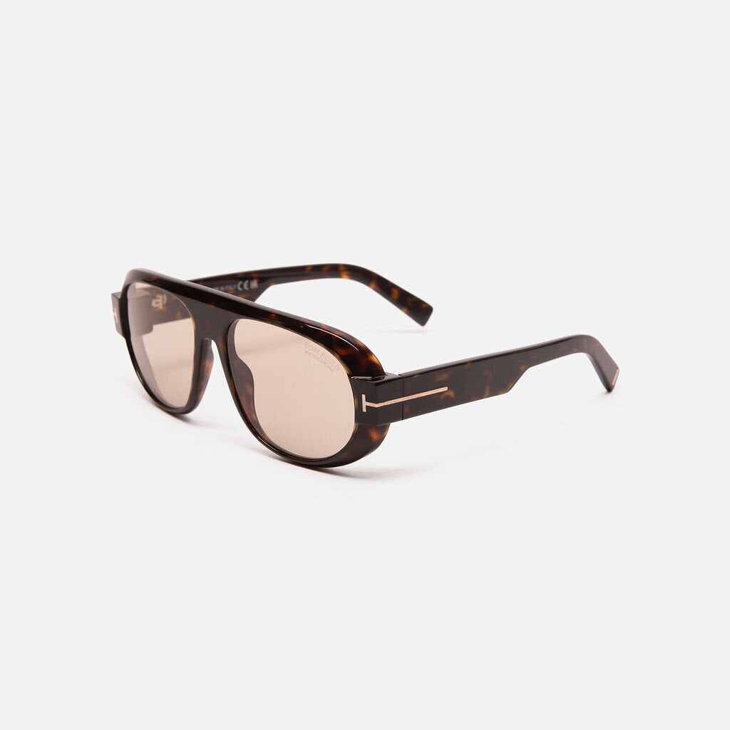 Tom Ford Brown Tortoise Acetate Aviator Sunglasses