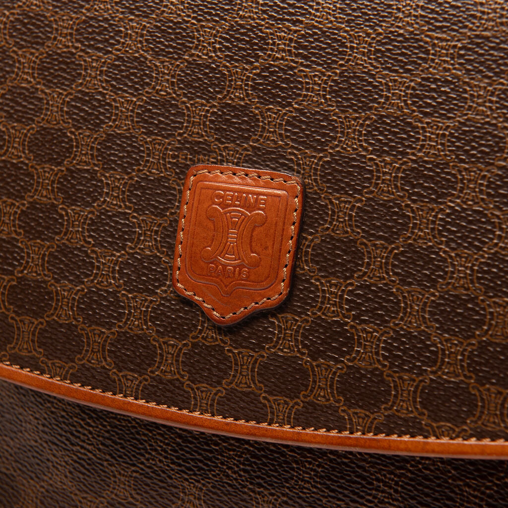 Celine Brown Macadam Flap Over Clutch
