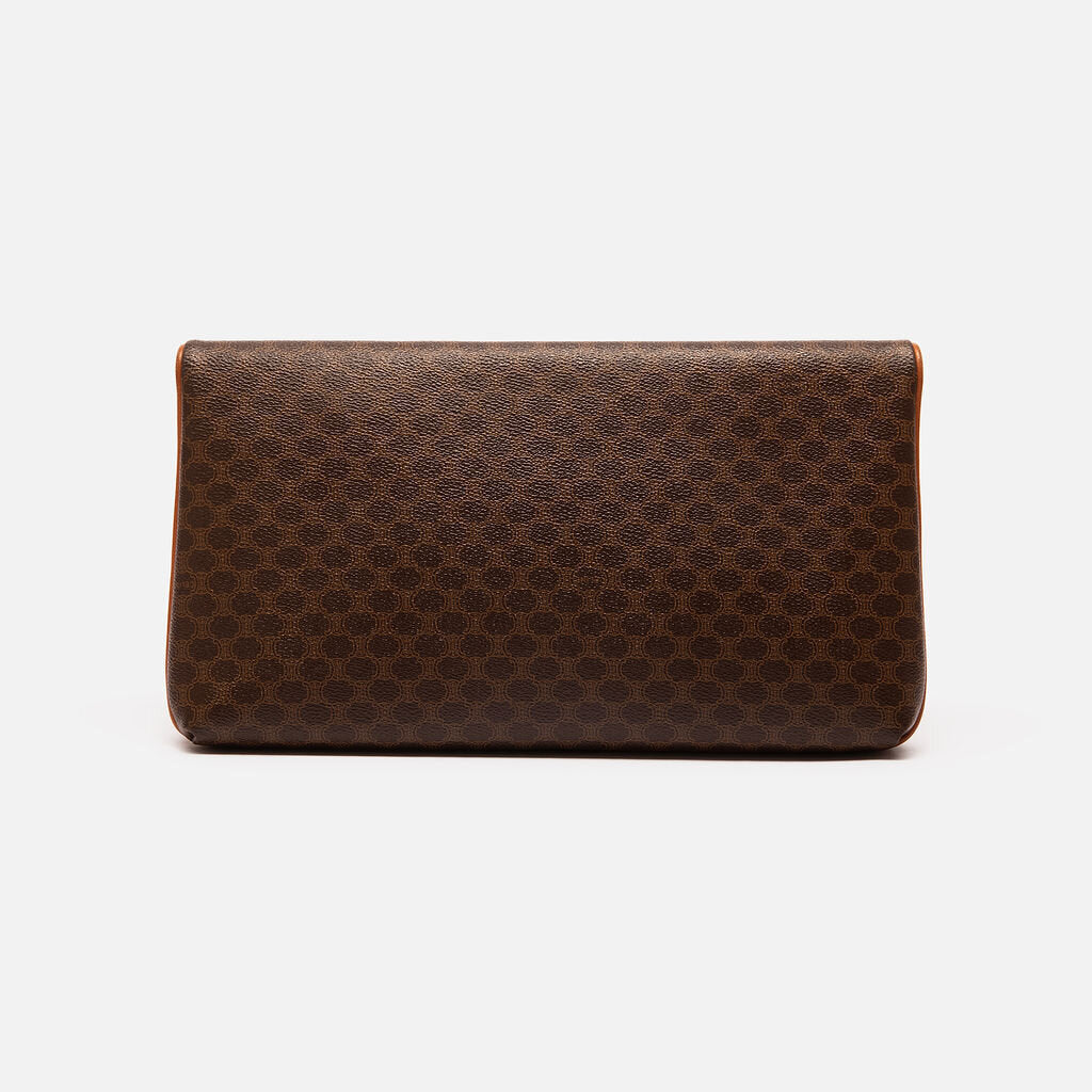 Celine Brown Macadam Flap Over Clutch