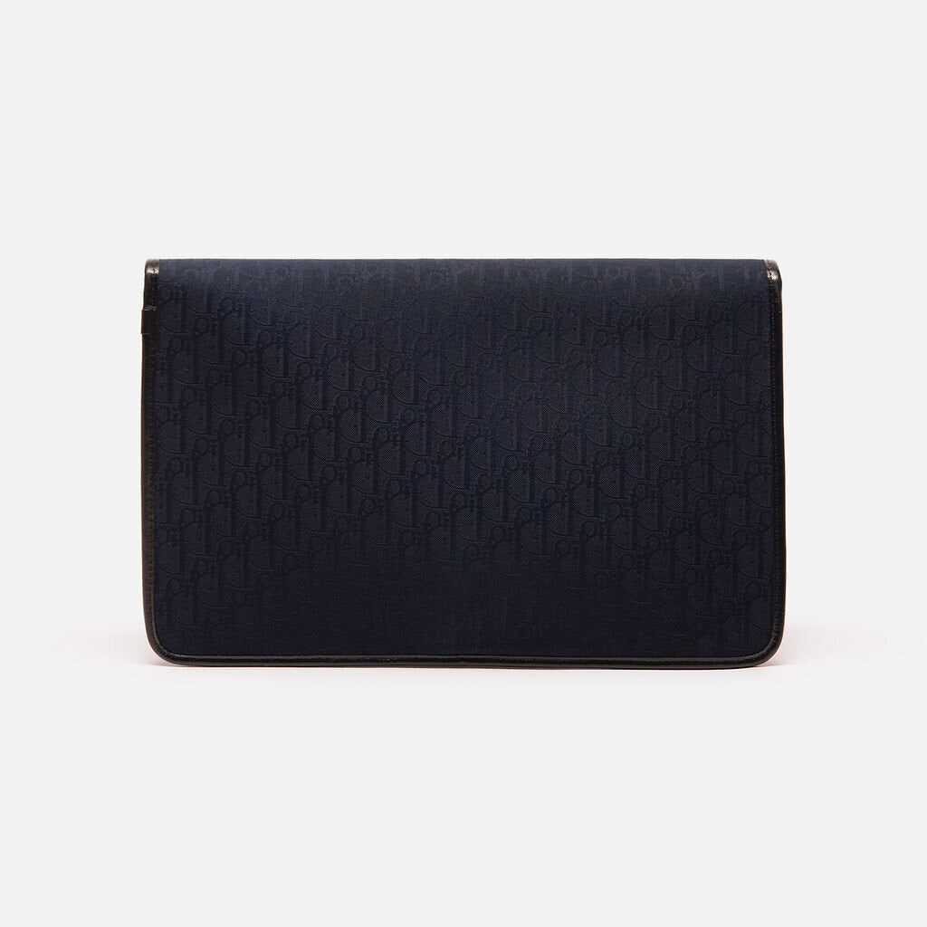Dior Navy Canvas Trotter Flap Over Clutch
