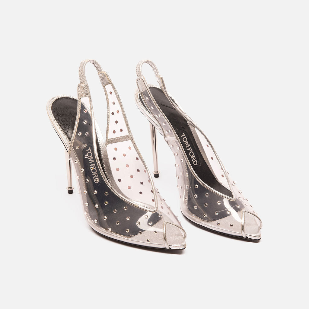 Tom Ford PVC Crystal Embellished Slingback Pumps