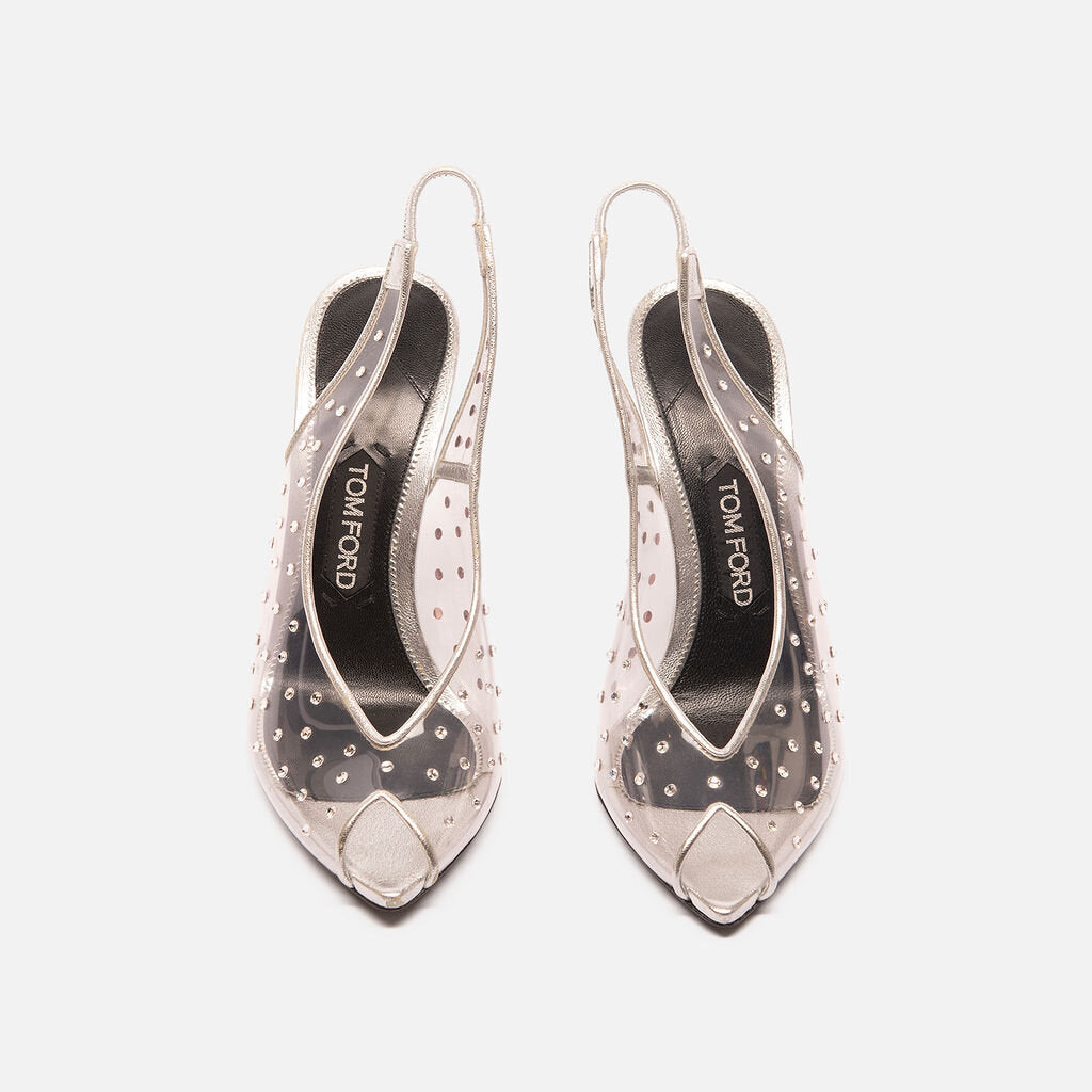 Tom Ford PVC Crystal Embellished Slingback Pumps