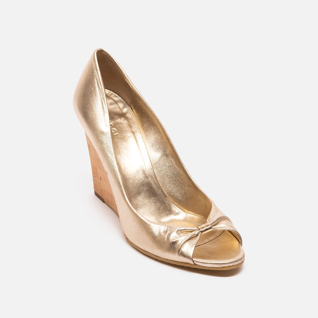 Gucci Gold Cork Wedges