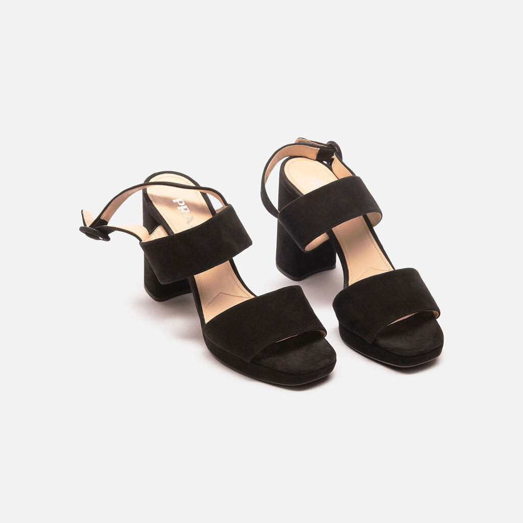 Prada Black Suede Platform Heels