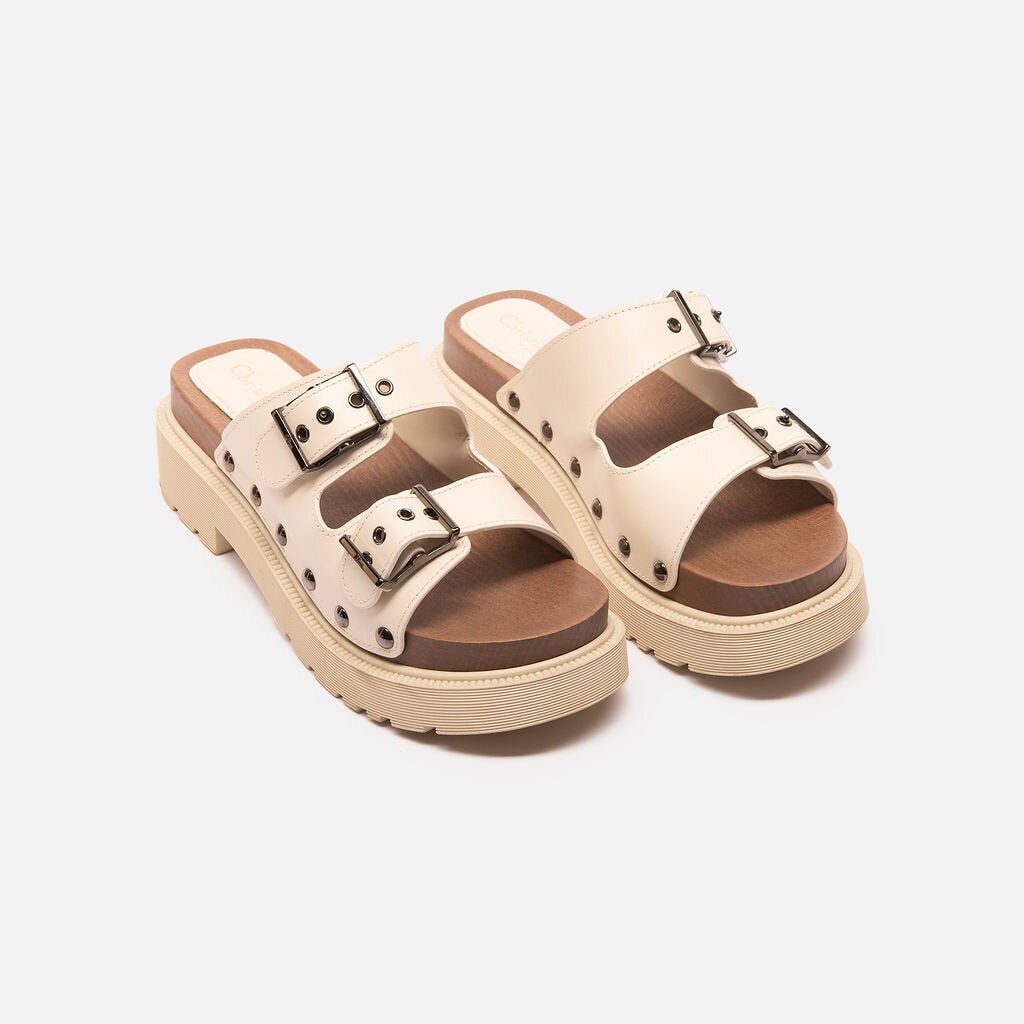 Christian Dior Cream Leather Platform Sandal