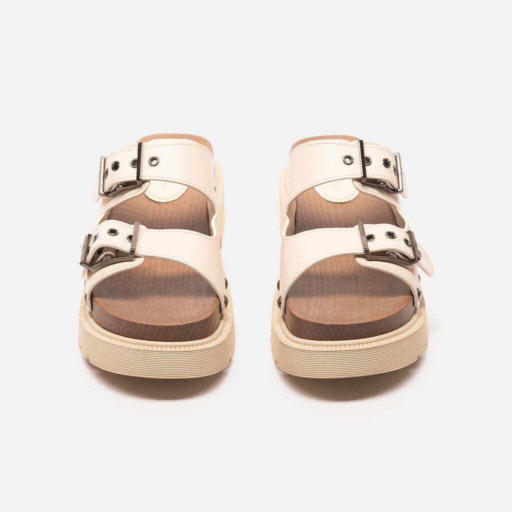 Christian Dior Cream Leather Platform Sandal