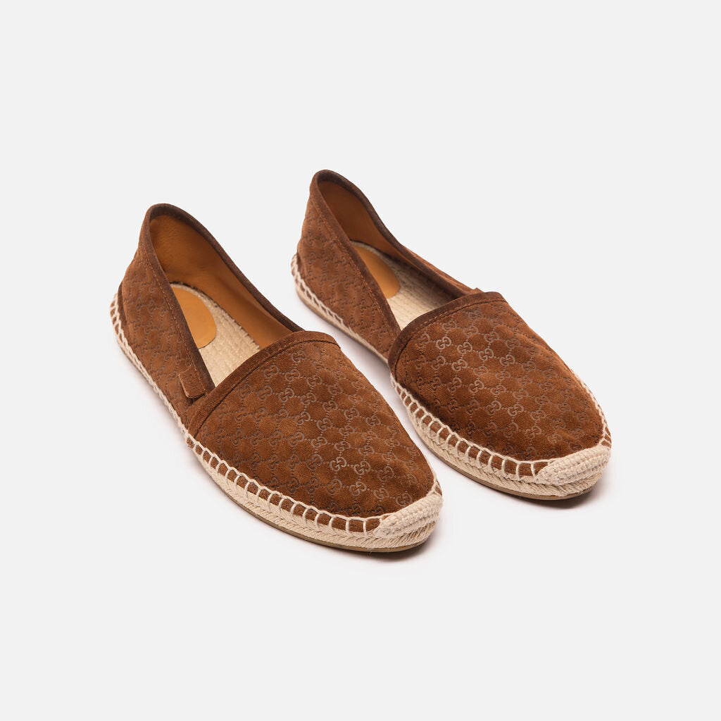 Gucci Brown Suede Monogram Espadrilles