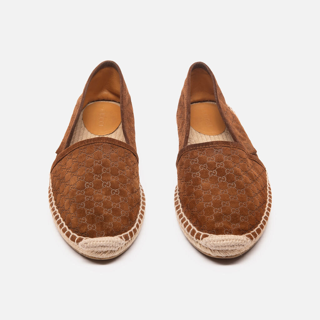 Gucci Brown Suede Monogram Espadrilles