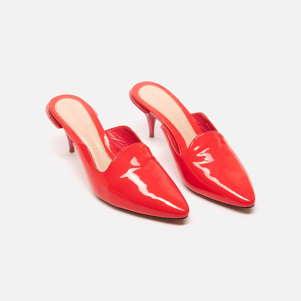 Alexander McQueen Red Patent Heeled Mule