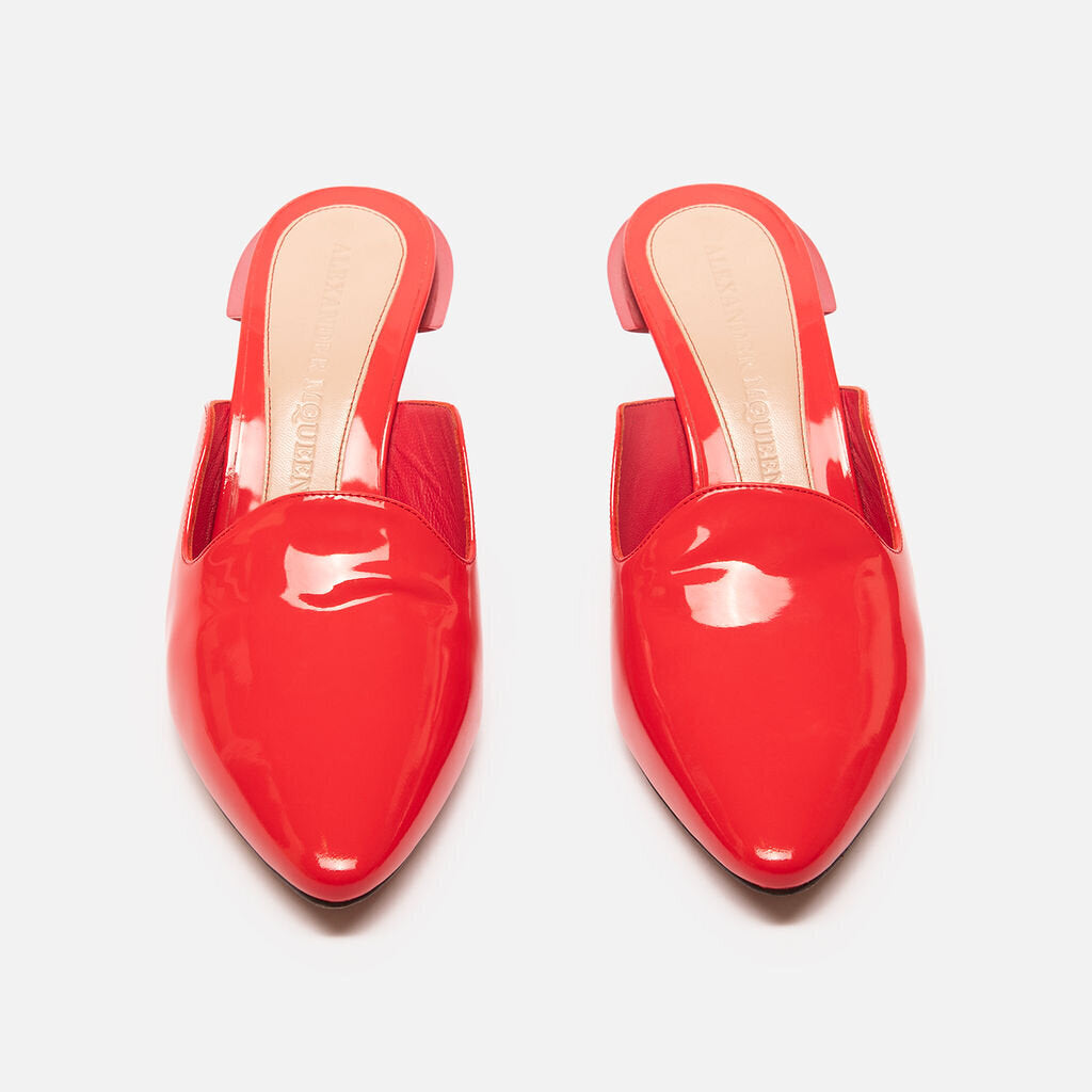 Alexander McQueen Red Patent Heeled Mule