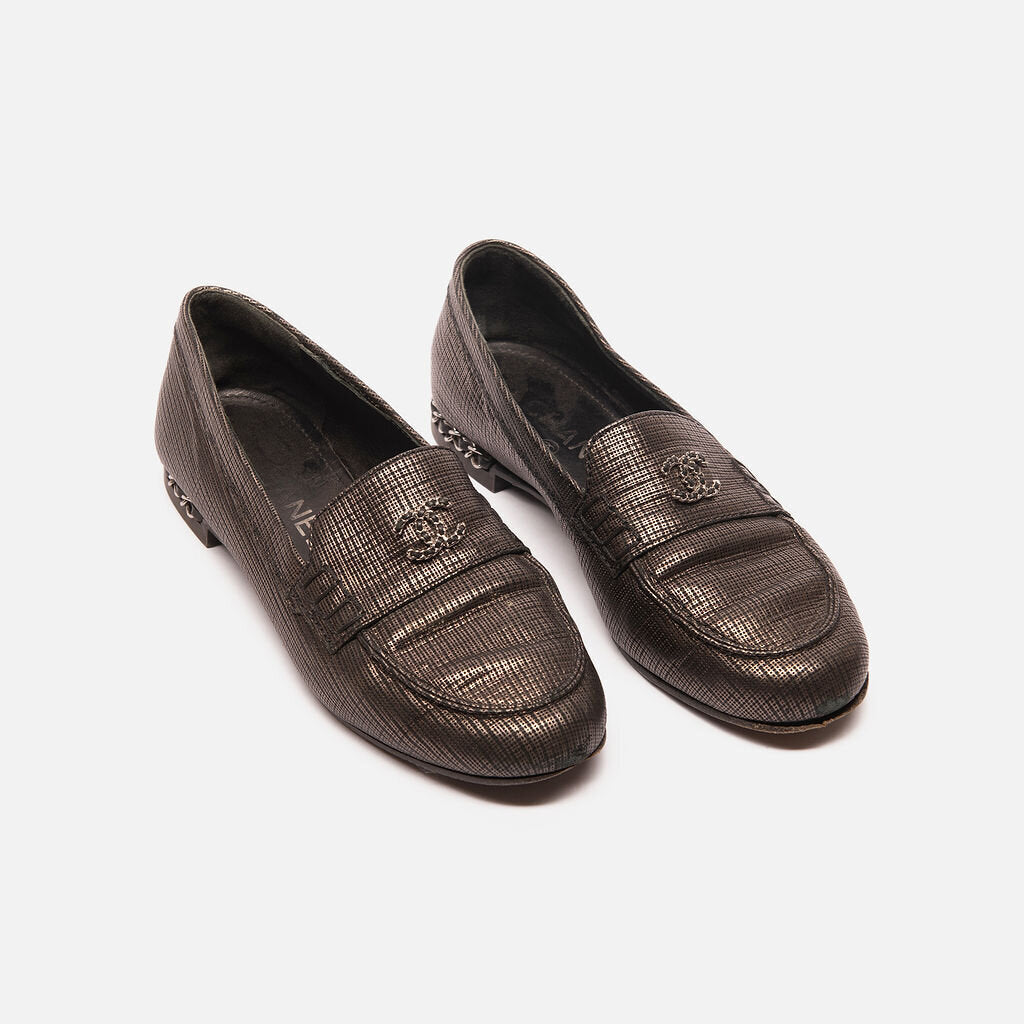 Chanel Metallic Loafers
