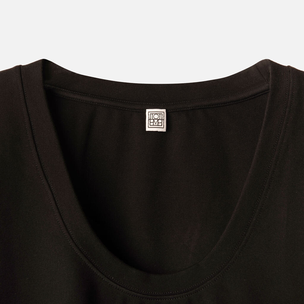 Toteme Black Viscose & Polyamide Oversized Tee