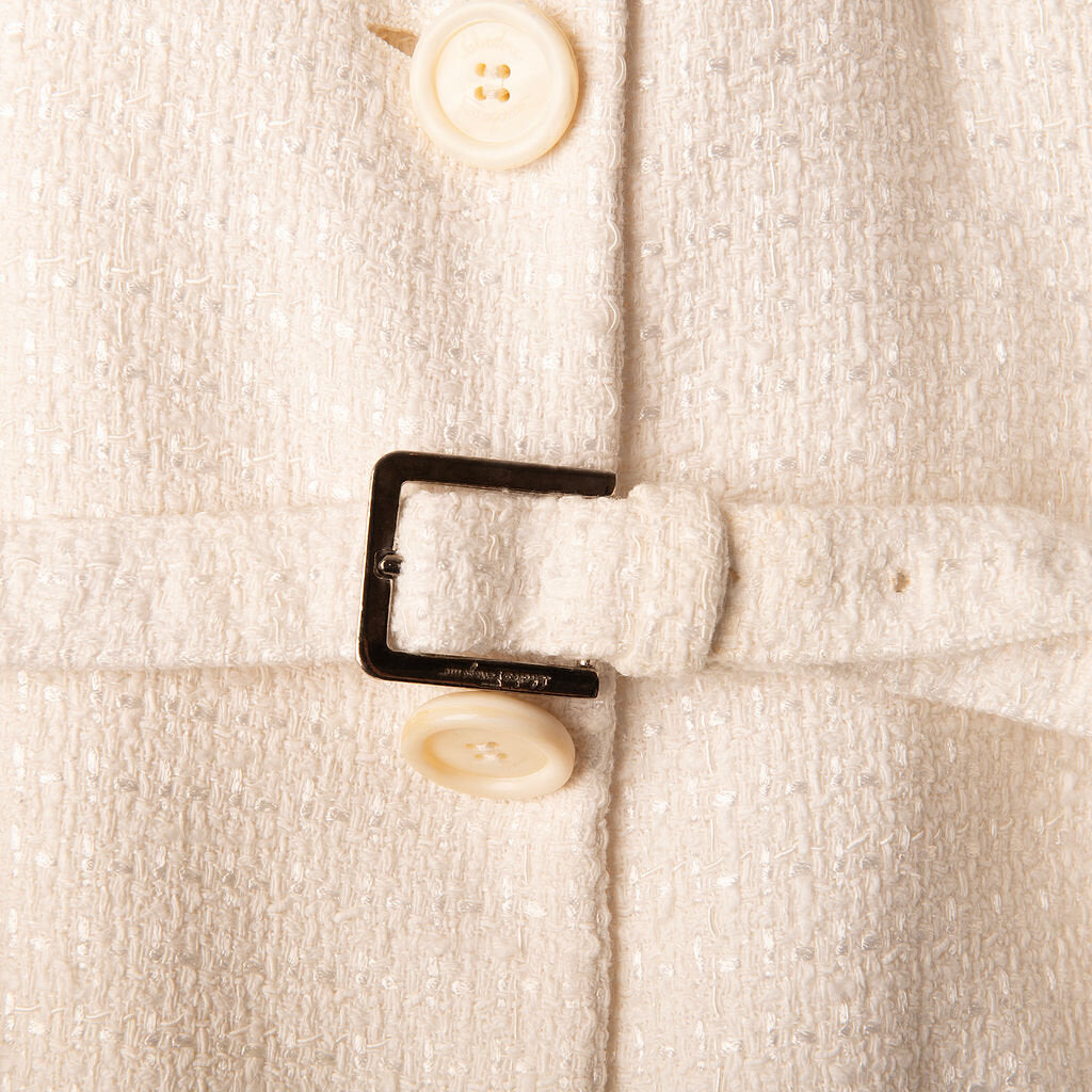 Ferragamo Cream Cotton & Rayon Belted Blazer