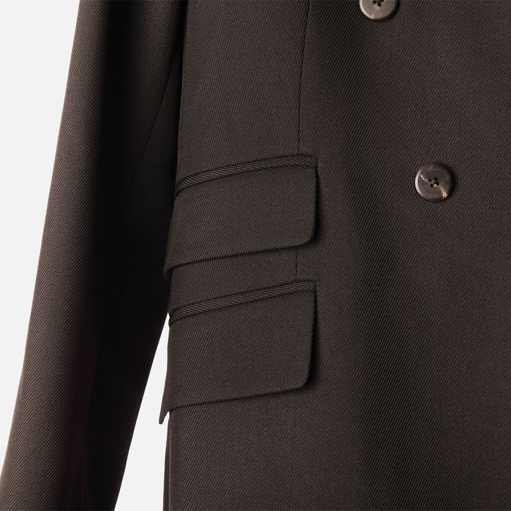 Partow Black Wool Double Breasted Blazer