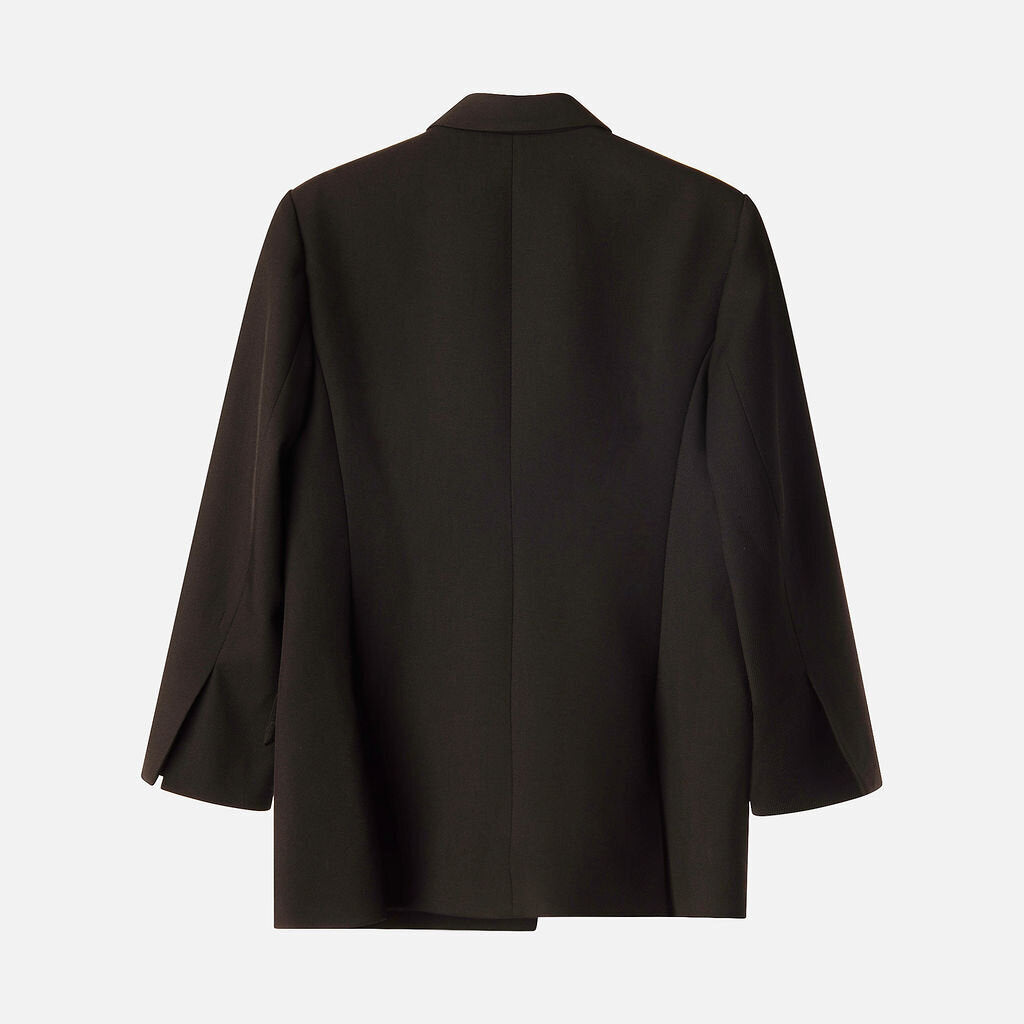 Partow Black Wool Double Breasted Blazer