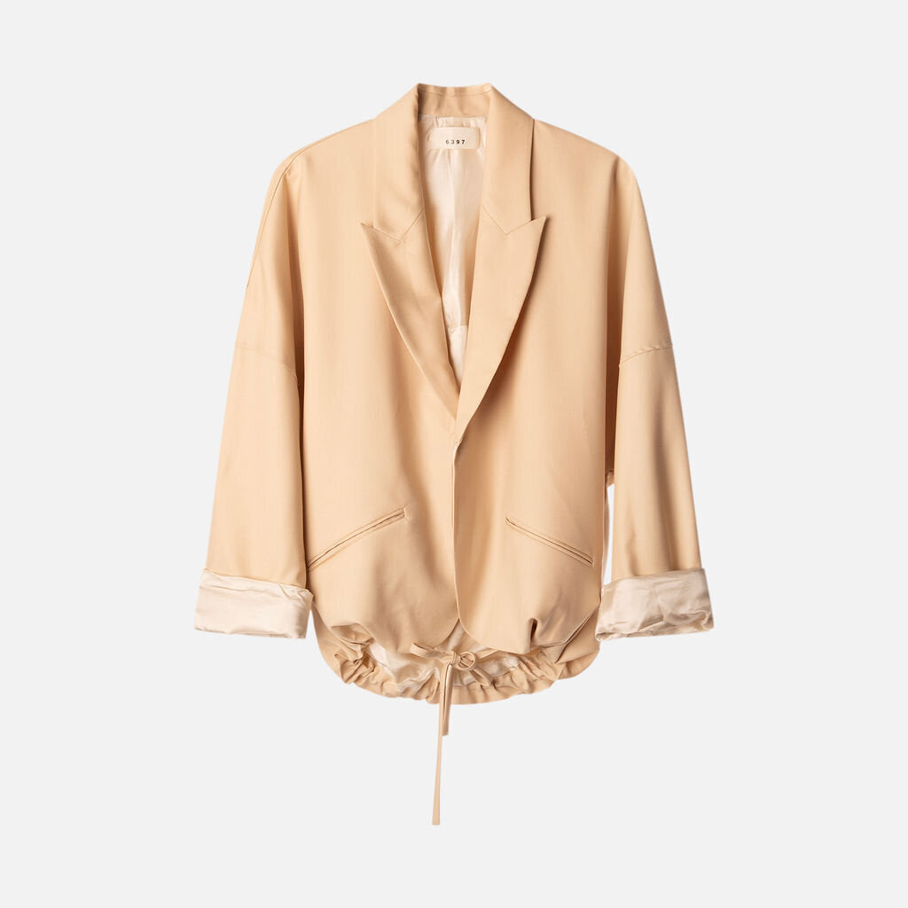 6397 Beige Wool Cinched Blazer