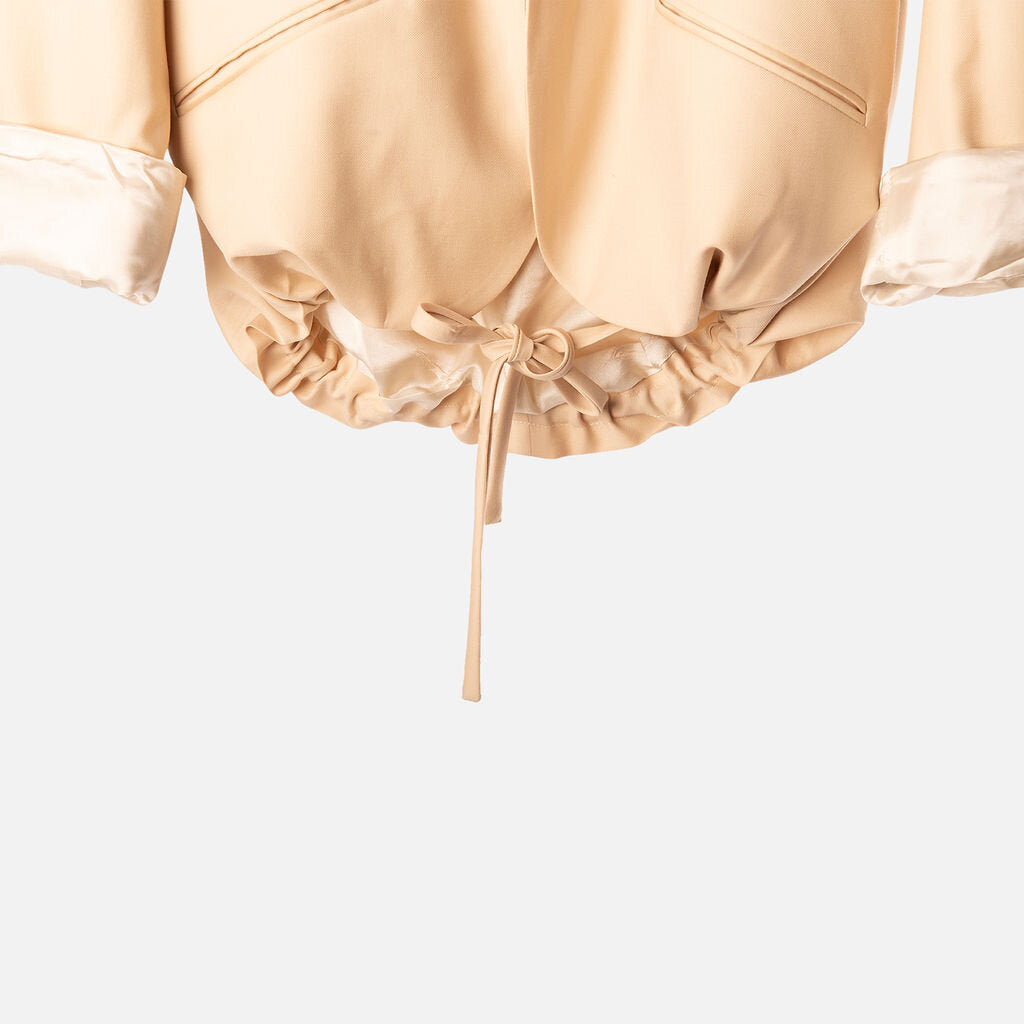 6397 Beige Wool Cinched Blazer