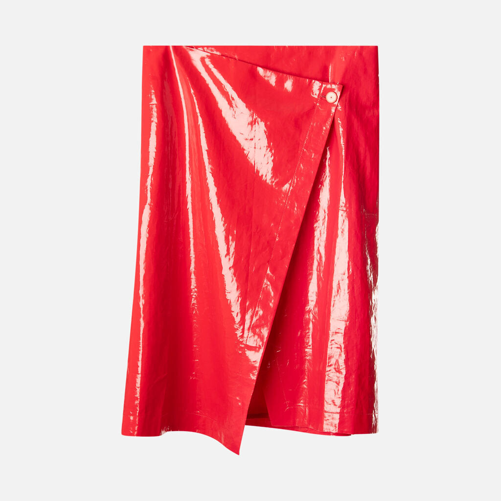 J. Crew Collection Red Faux Leather Wrap Skirt