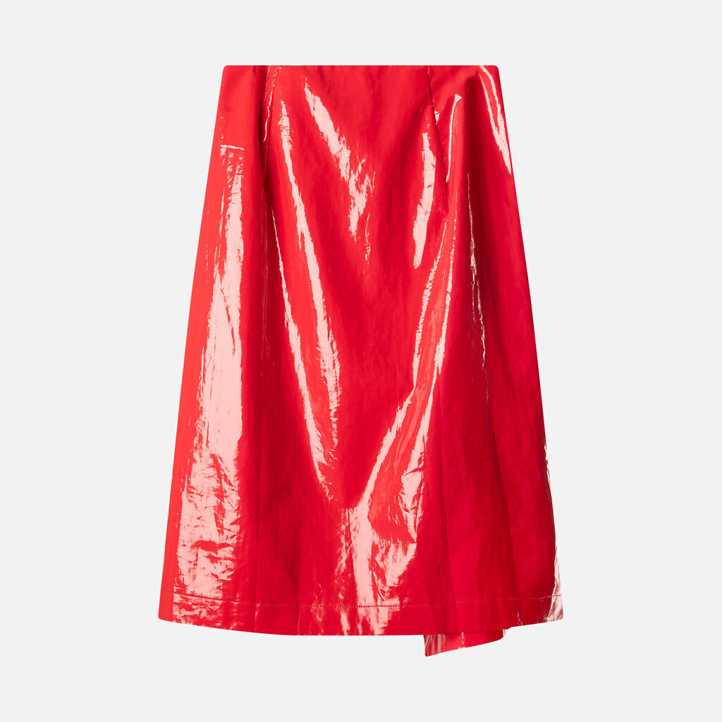 J. Crew Collection Red Faux Leather Wrap Skirt