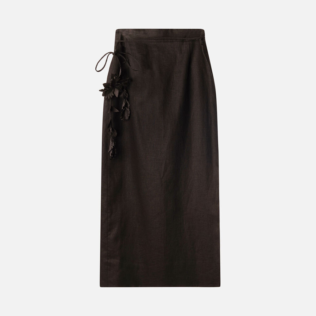 Zimmerman Black Linen Midi Skirt