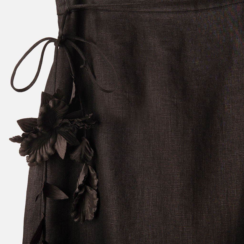 Zimmerman Black Linen Midi Skirt