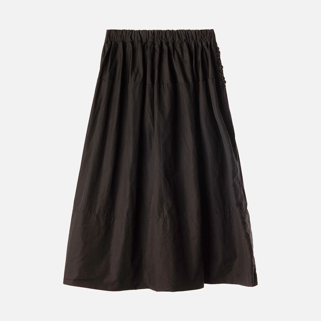 Simone Rocha Black Cotton Beaded Midi Skirt
