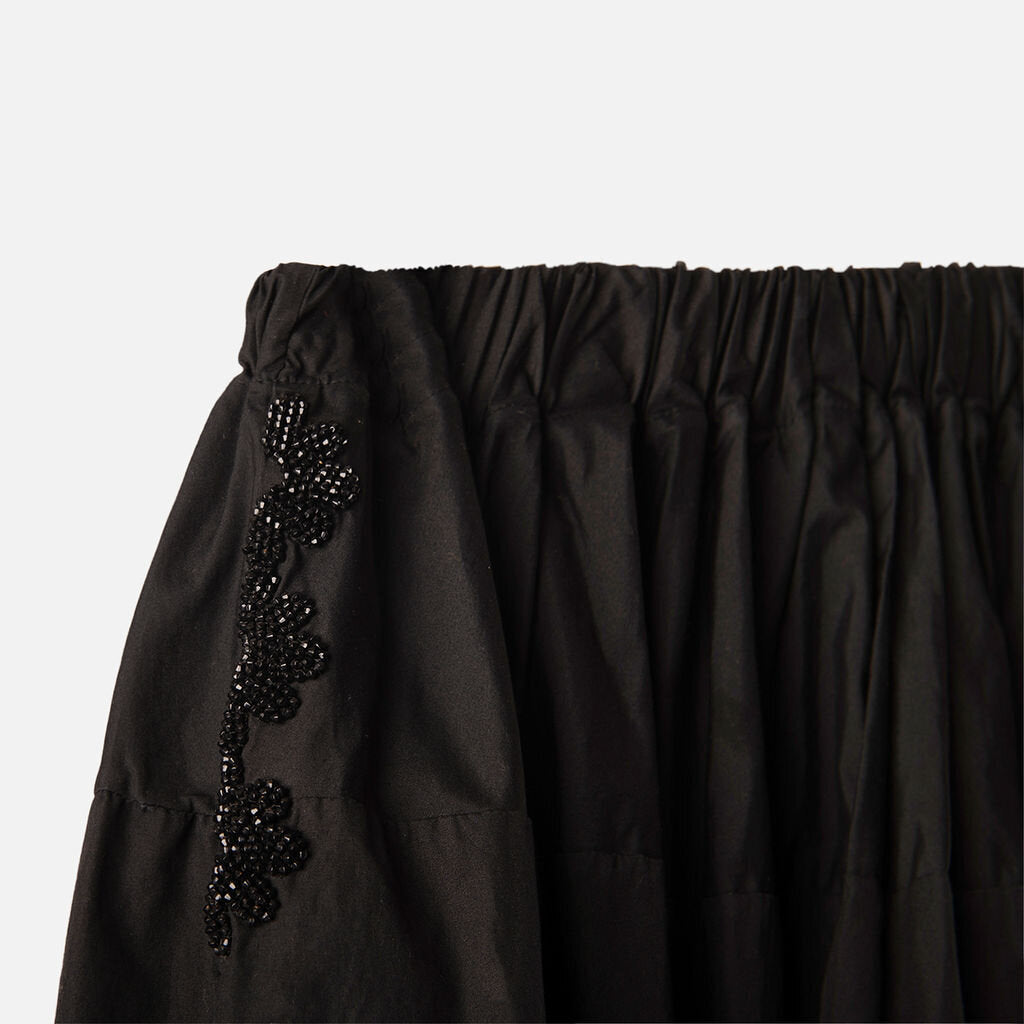 Simone Rocha Black Cotton Beaded Midi Skirt